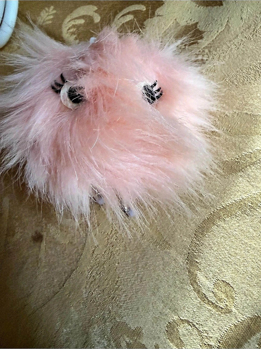 Pink Fluffy Pom Keychain pocket bac holder